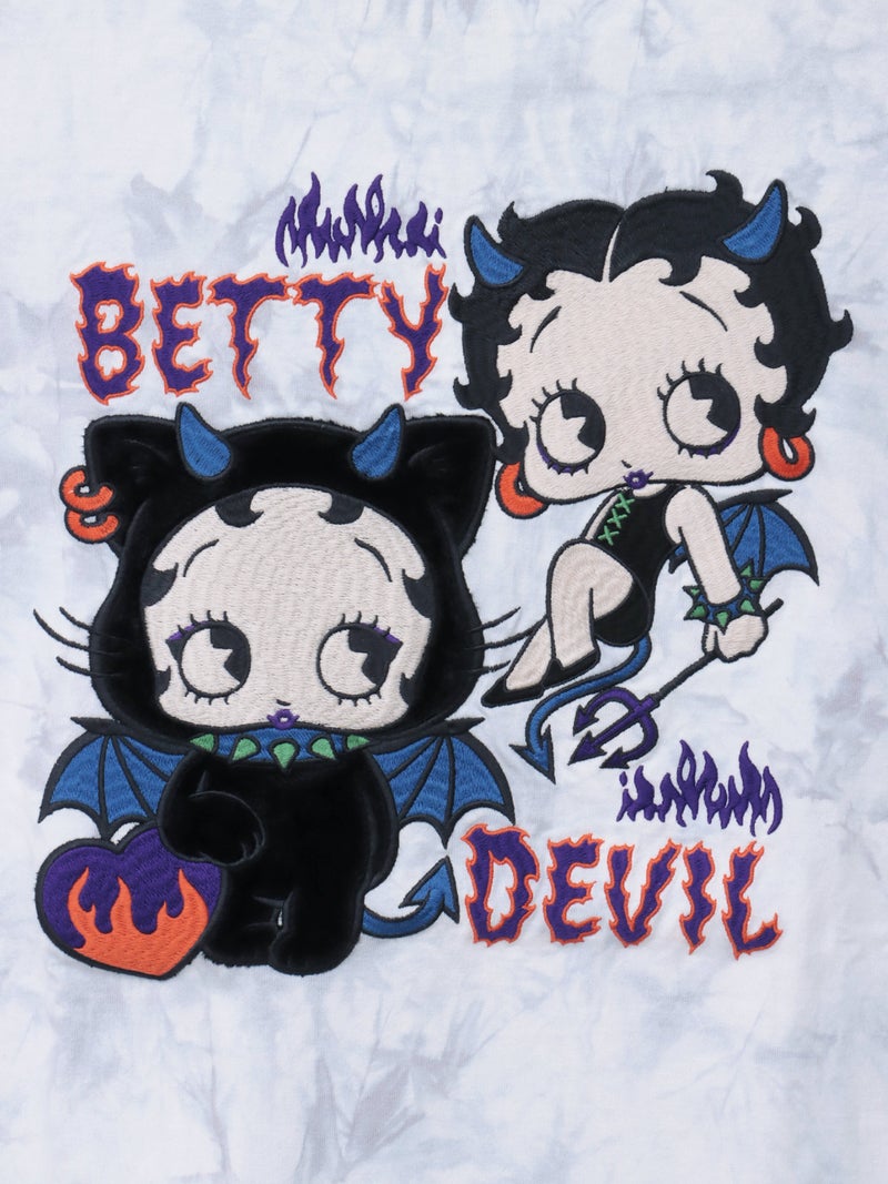 【BETTY BOOP】“デビルWベイビーベティ”刺繍入りTシャツ〔別注〕