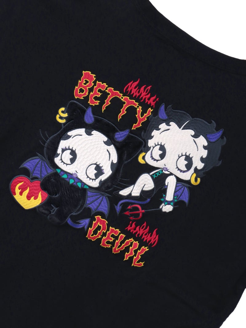 【BETTY BOOP】“デビルWベイビーベティ”刺繍入りTシャツ〔別注〕