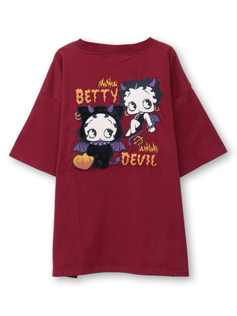 【BETTY BOOP】“デビルWベイビーベティ”刺繍入りTシャツ〔別注〕