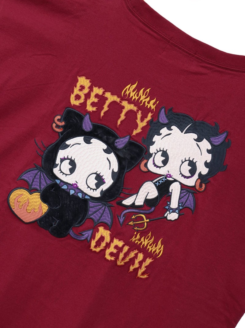 【BETTY BOOP】“デビルWベイビーベティ”刺繍入りTシャツ〔別注〕