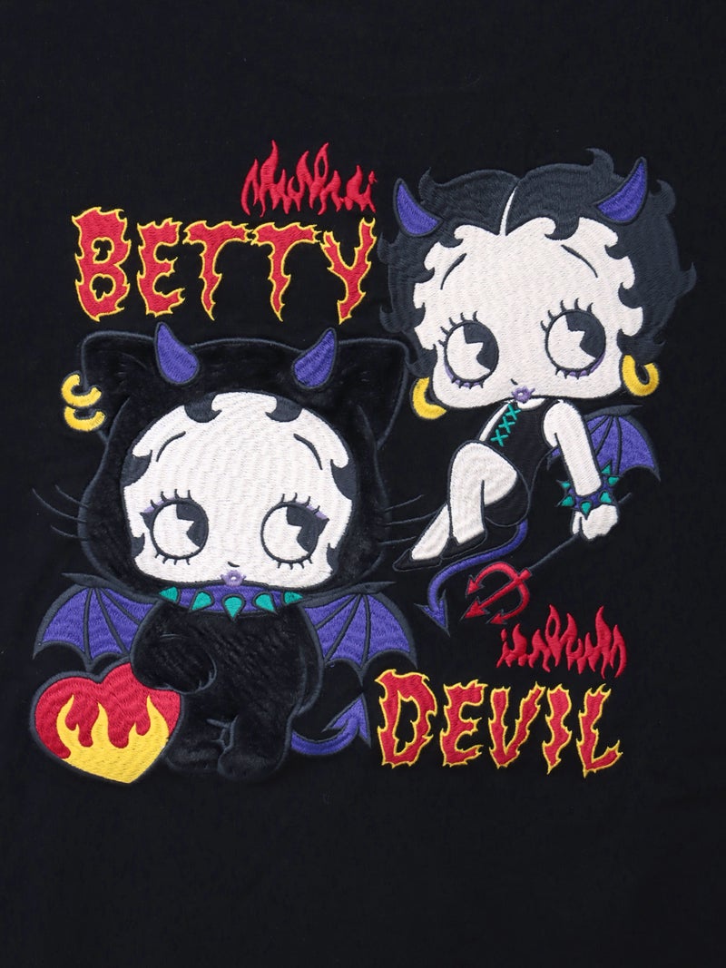 【BETTY BOOP】“デビルWベイビーベティ”刺繍入りTシャツ〔別注〕