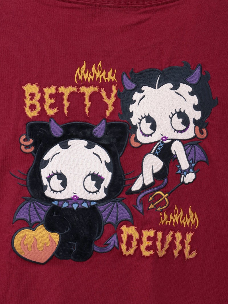 【BETTY BOOP】“デビルWベイビーベティ”刺繍入りTシャツ〔別注〕