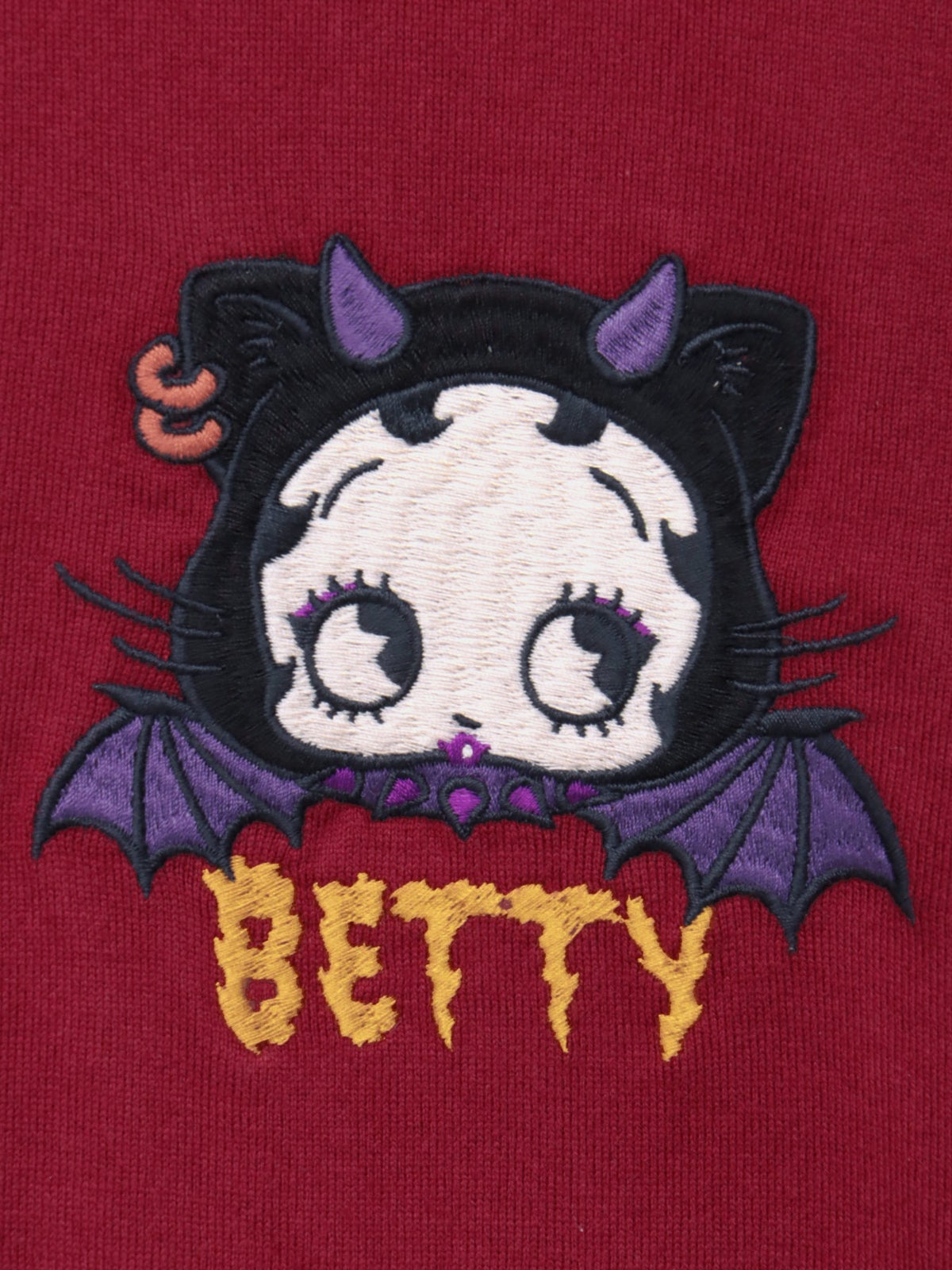 【BETTY BOOP】“デビルWベイビーベティ”刺繍入りTシャツ〔別注〕