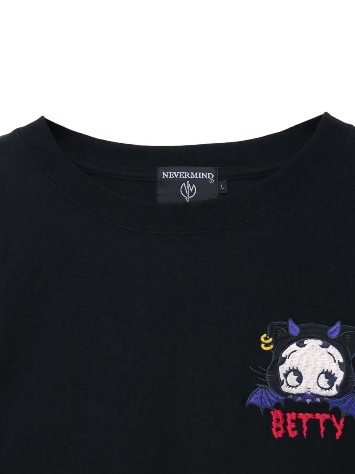 【BETTY BOOP】“デビルWベイビーベティ”刺繍入りTシャツ〔別注〕