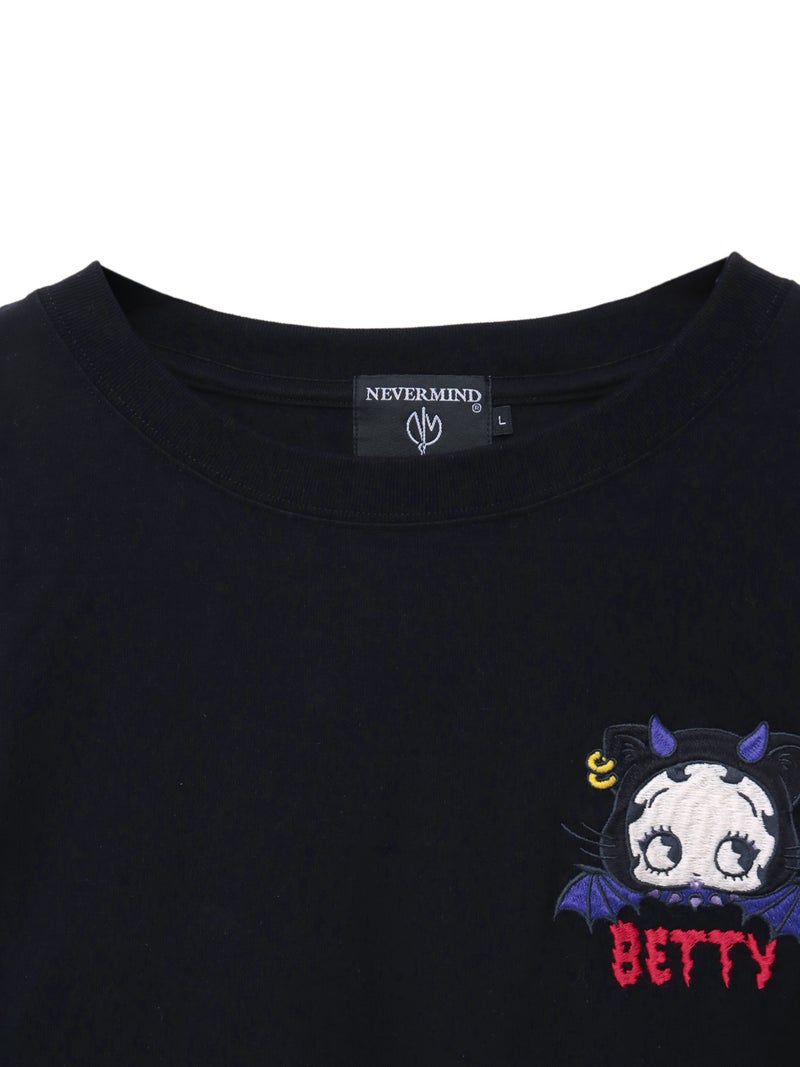 【BETTY BOOP】“デビルWベイビーベティ”刺繍入りTシャツ〔別注〕