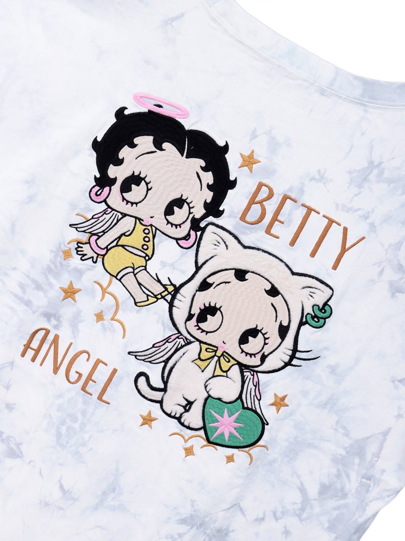 【BETTY BOOP】“エンジェルWベイビーベティ”刺繍入りTシャツ〔別注〕