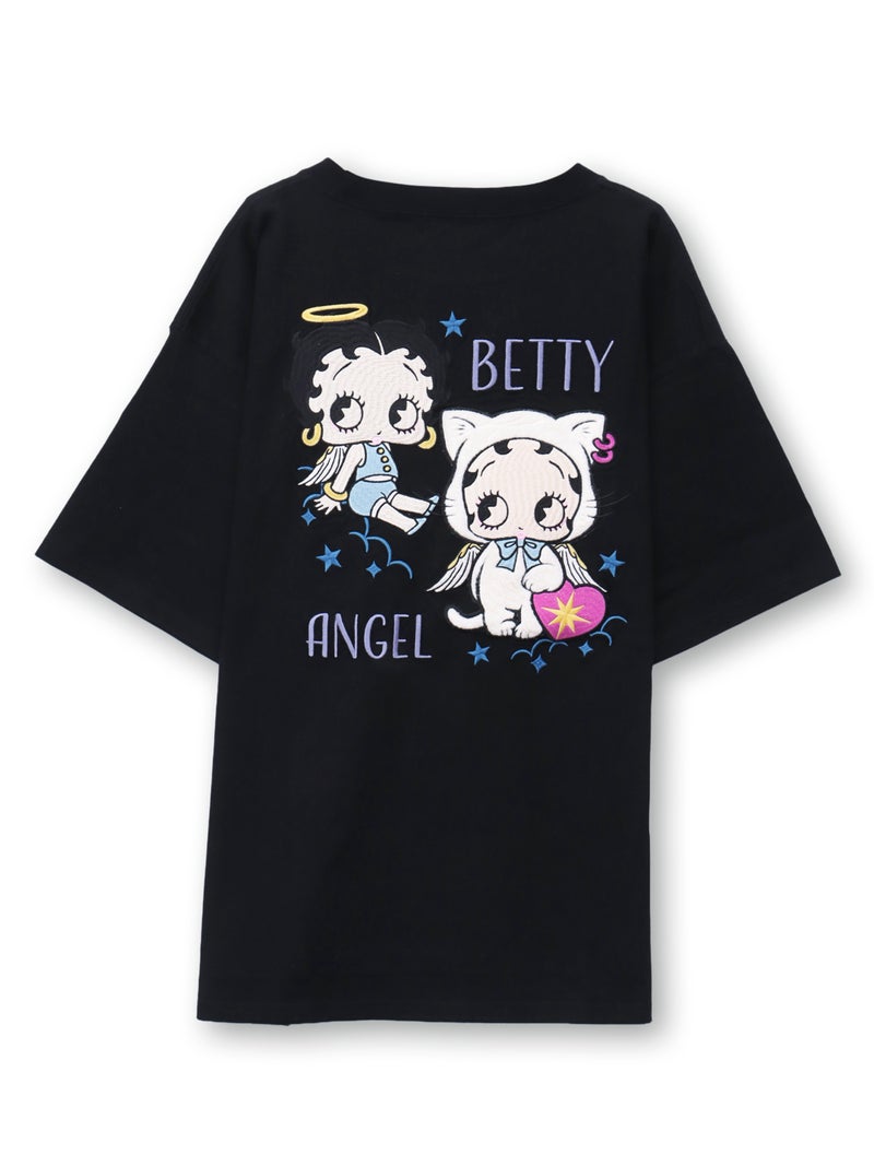 【BETTY BOOP】“エンジェルWベイビーベティ”刺繍入りTシャツ〔別注〕