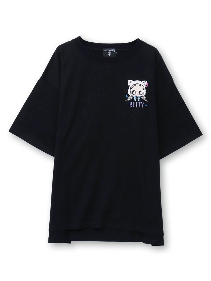 【BETTY BOOP】“エンジェルWベイビーベティ”刺繍入りTシャツ〔別注〕