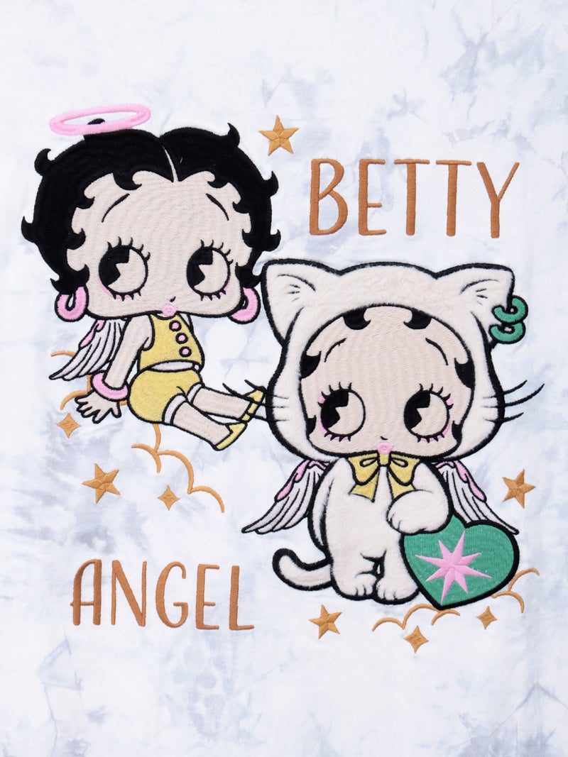 【BETTY BOOP】“エンジェルWベイビーベティ”刺繍入りTシャツ〔別注〕