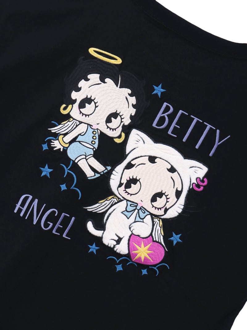 【BETTY BOOP】“エンジェルWベイビーベティ”刺繍入りTシャツ〔別注〕