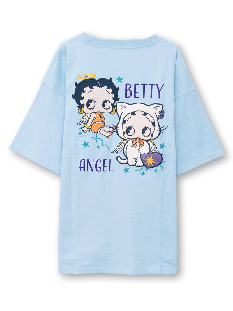 【BETTY BOOP】“エンジェルWベイビーベティ”刺繍入りTシャツ〔別注〕