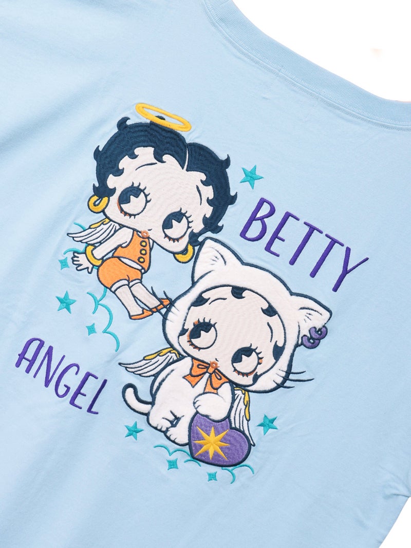 【BETTY BOOP】“エンジェルWベイビーベティ”刺繍入りTシャツ〔別注〕