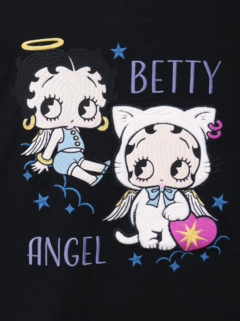 【BETTY BOOP】“エンジェルWベイビーベティ”刺繍入りTシャツ〔別注〕