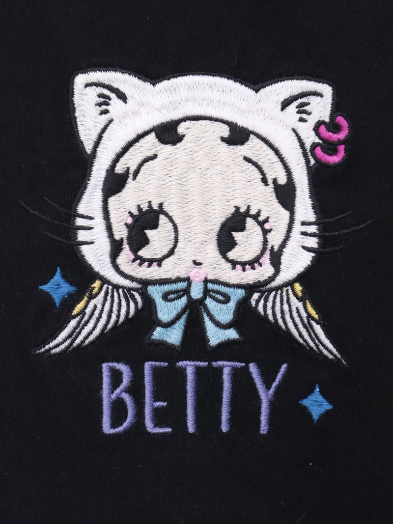 【BETTY BOOP】“エンジェルWベイビーベティ”刺繍入りTシャツ〔別注〕