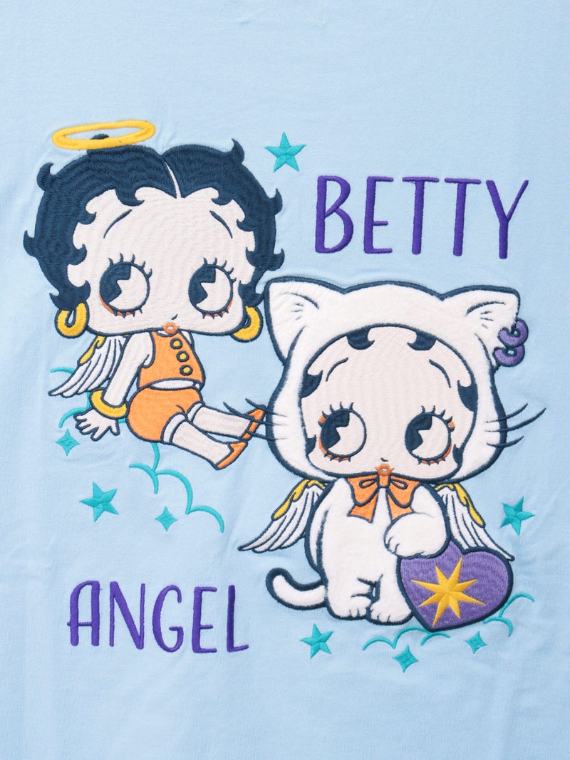 【BETTY BOOP】“エンジェルWベイビーベティ”刺繍入りTシャツ〔別注〕