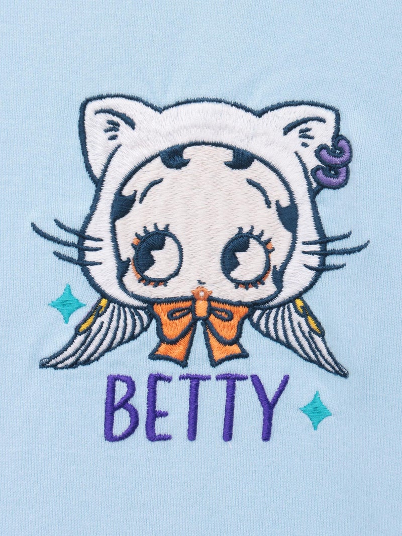 【BETTY BOOP】“エンジェルWベイビーベティ”刺繍入りTシャツ〔別注〕