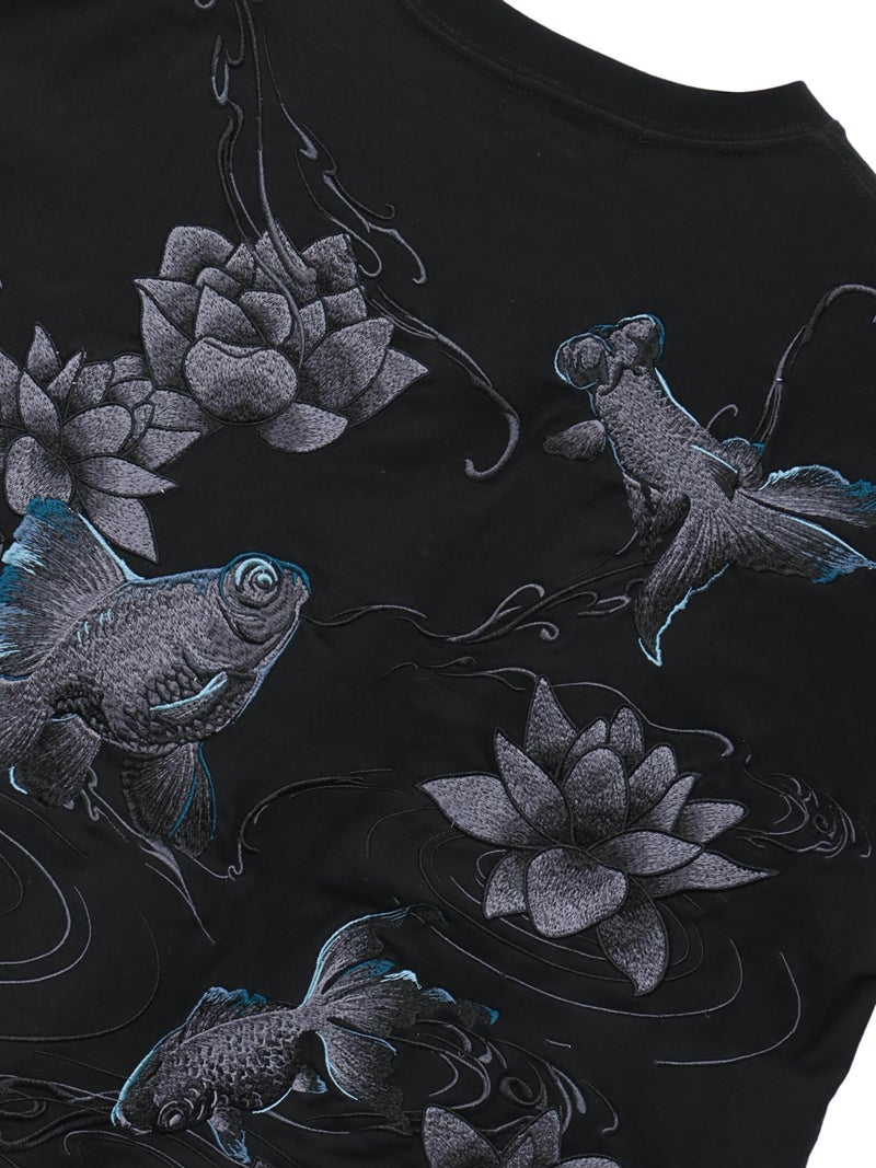 【絡繰魂・漆】“漆の金魚”総刺繍半袖Tシャツ