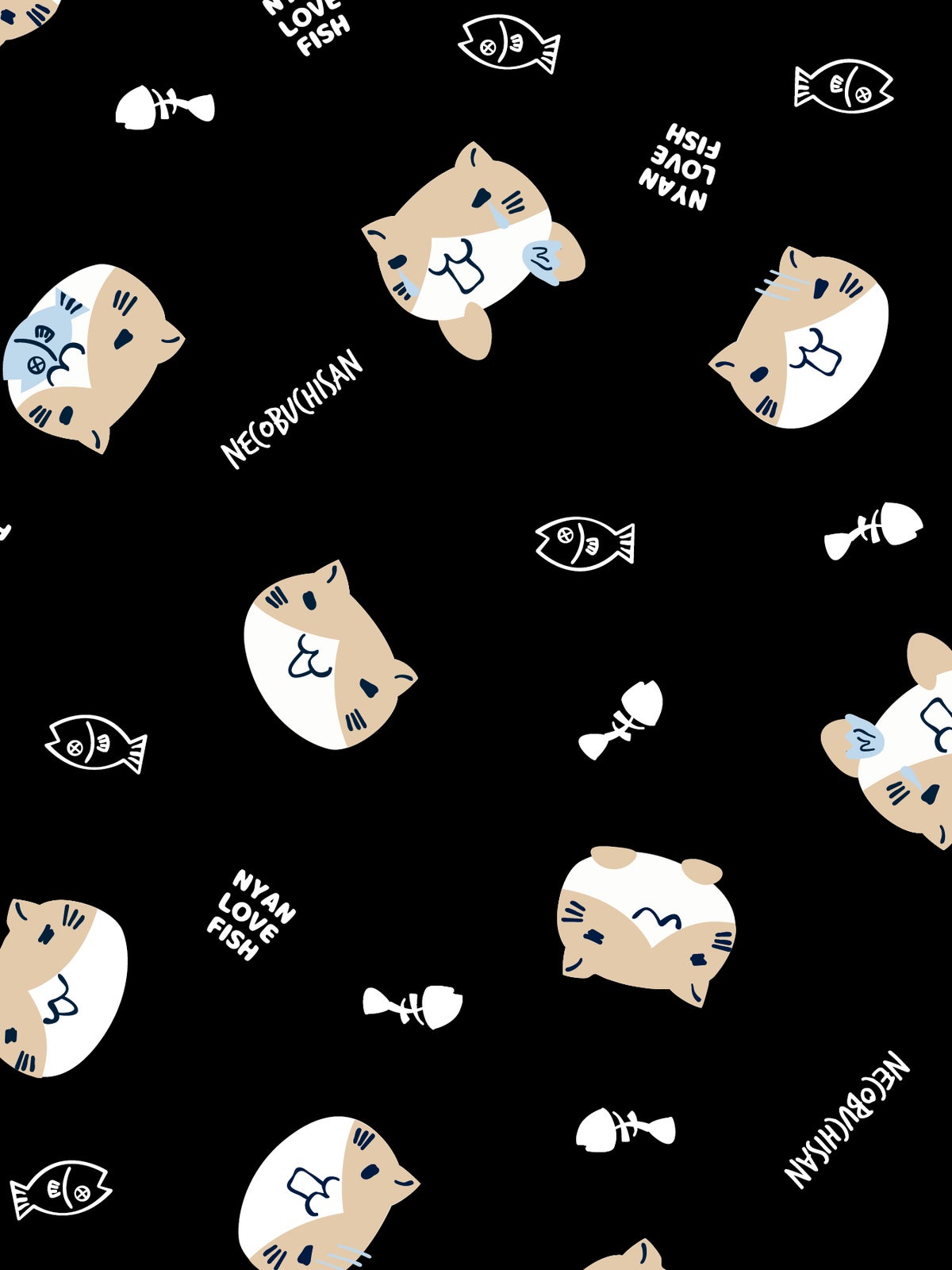 【NECOBUCHI-SAN】猫渕さん総柄Tシャツ