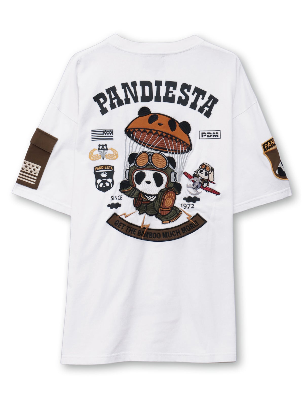 【PANDIESTA JAPAN】“パラシュートパンダ”刺繍入りTシャツ
