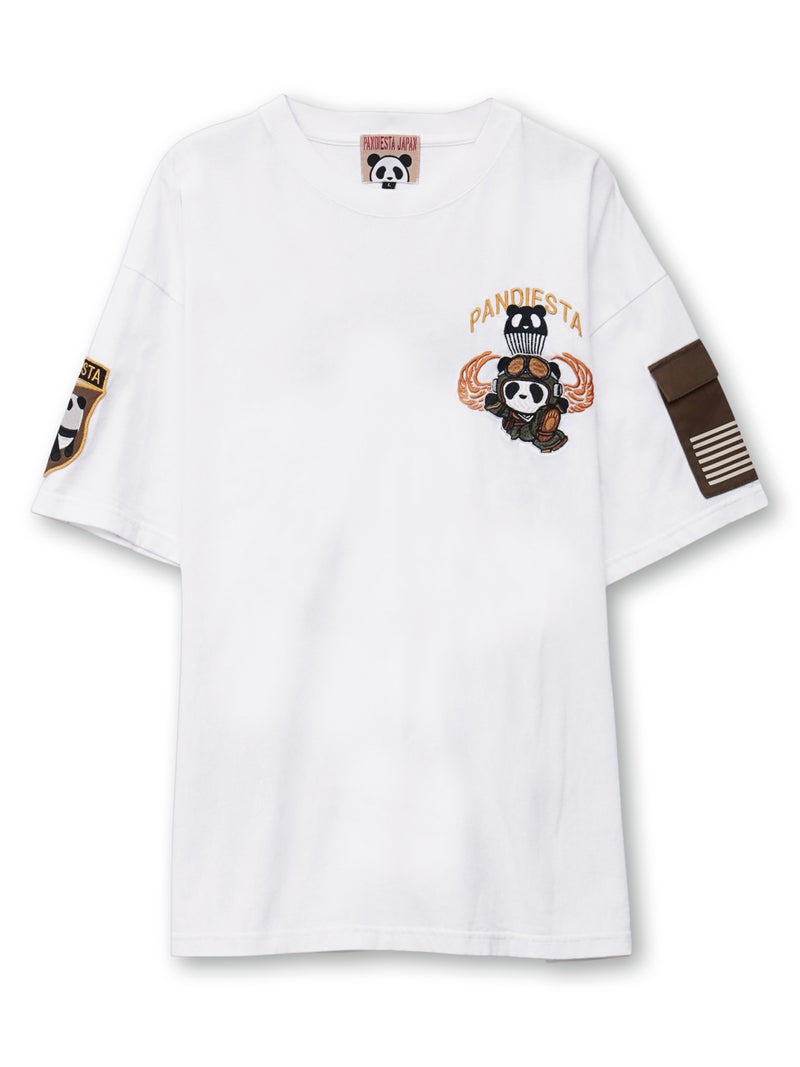 【PANDIESTA JAPAN】“パラシュートパンダ”刺繍入りTシャツ