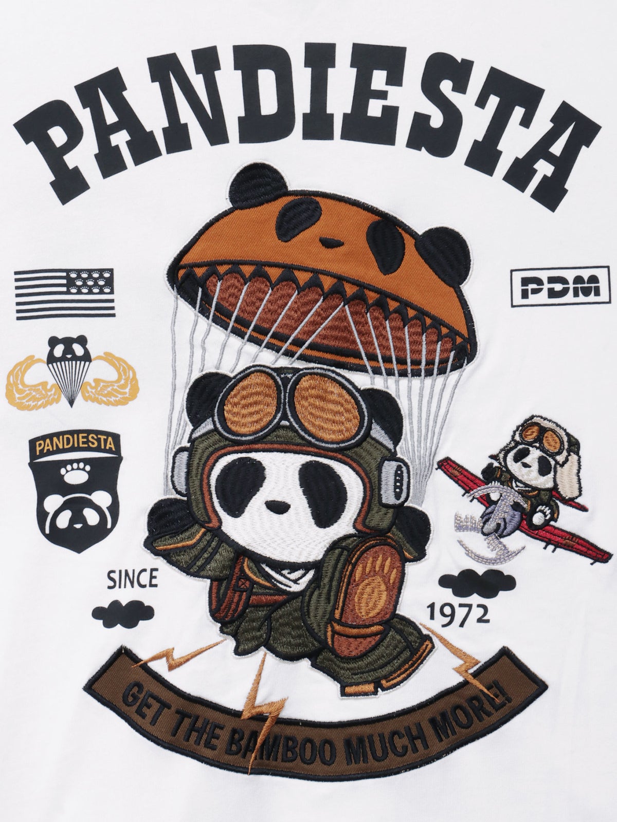 【PANDIESTA JAPAN】“パラシュートパンダ”刺繍入りTシャツ