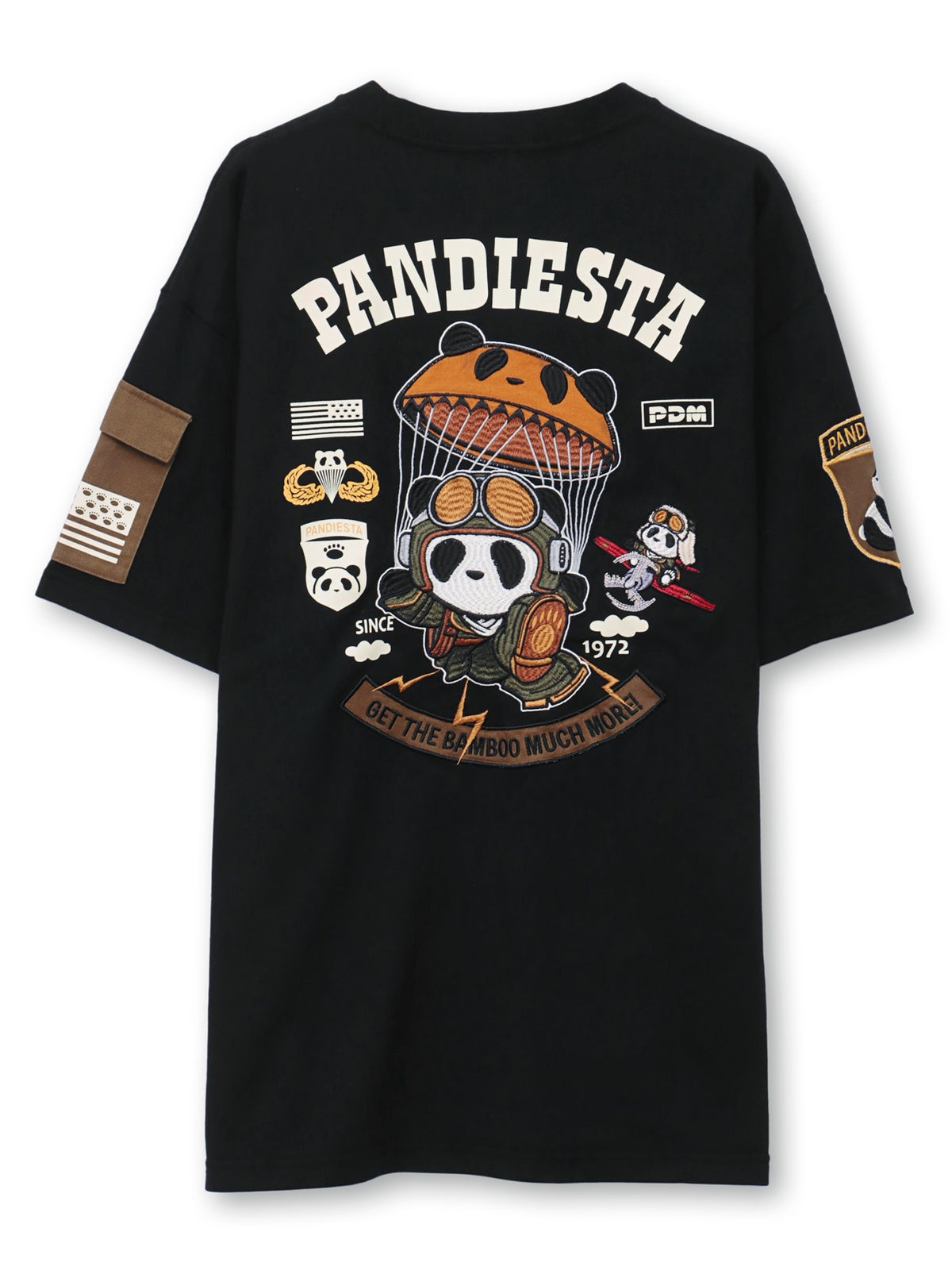 【PANDIESTA JAPAN】“パラシュートパンダ”刺繍入りTシャツ