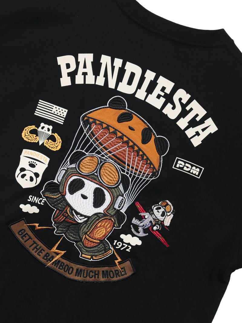 【PANDIESTA JAPAN】“パラシュートパンダ”刺繍入りTシャツ