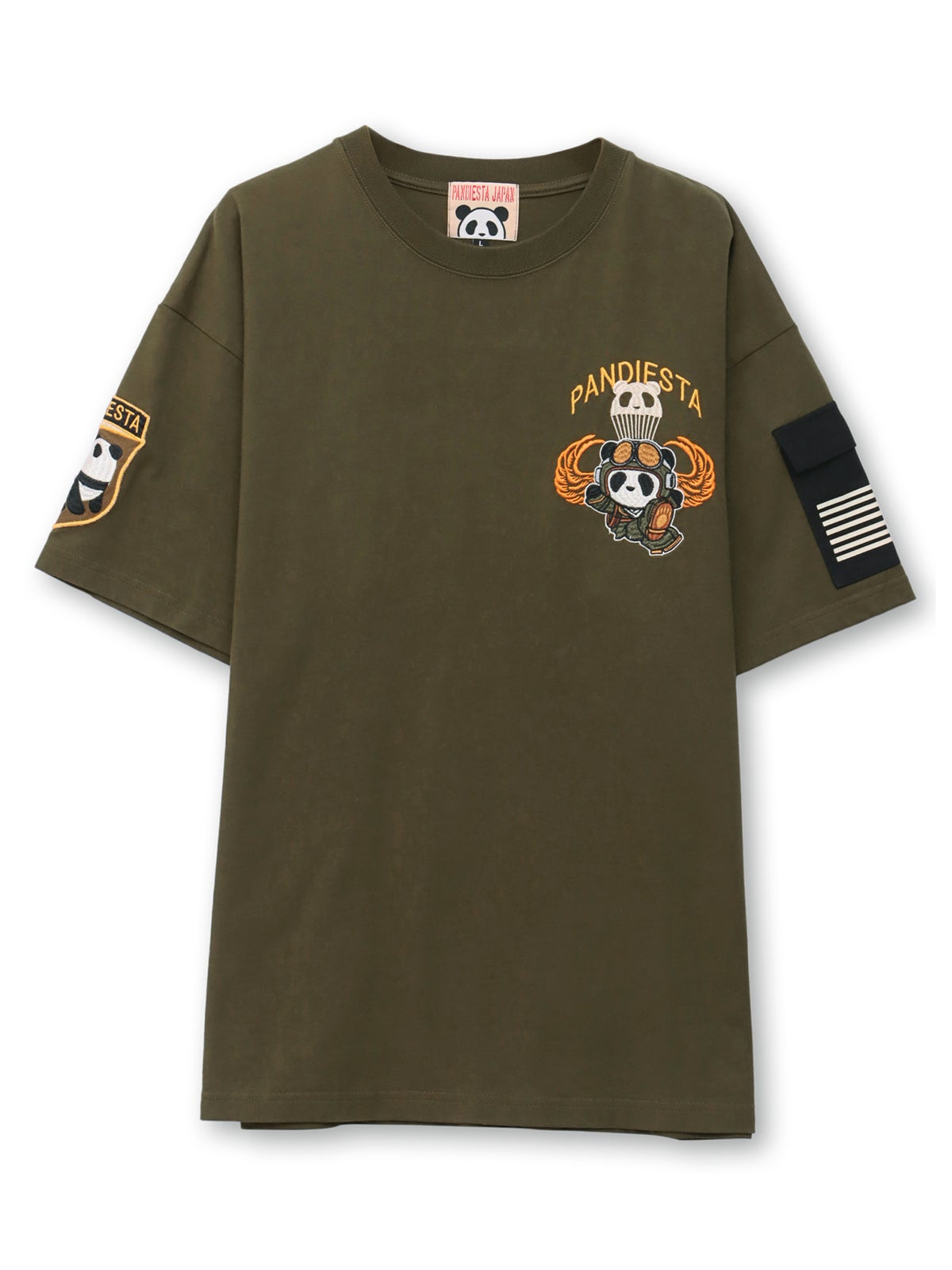 【PANDIESTA JAPAN】“パラシュートパンダ”刺繍入りTシャツ
