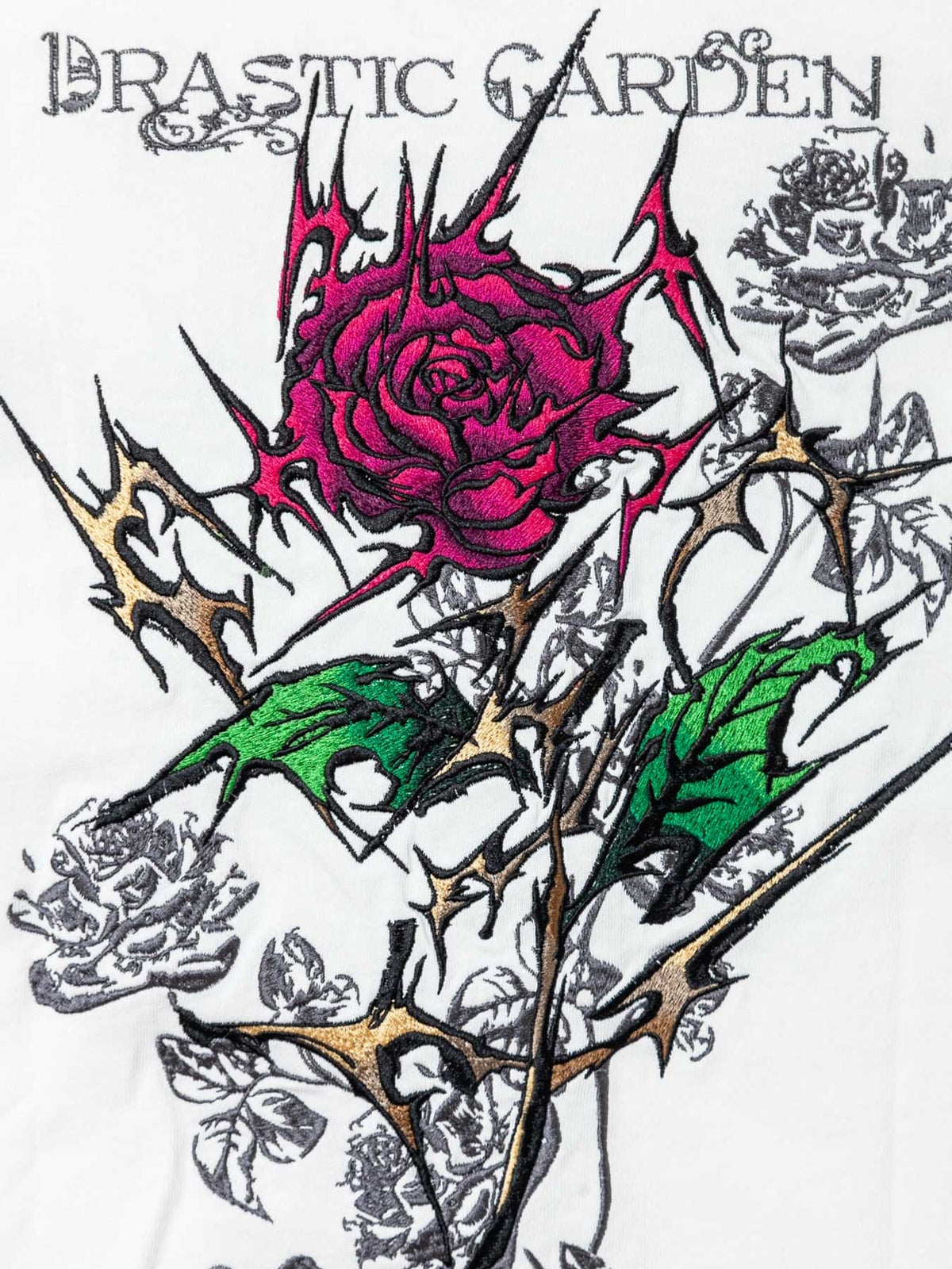 【DRASTICGARDEN】“稲妻の薔薇”総刺繍Tシャツ