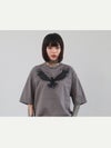 【DAKU】カラス刺繍 ダメージ加工Tシャツ