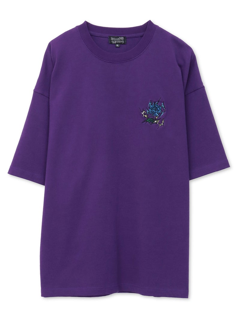 【DRASTIC GARDEN】“稲妻の薔薇”ワンポイント刺繍Tシャツ