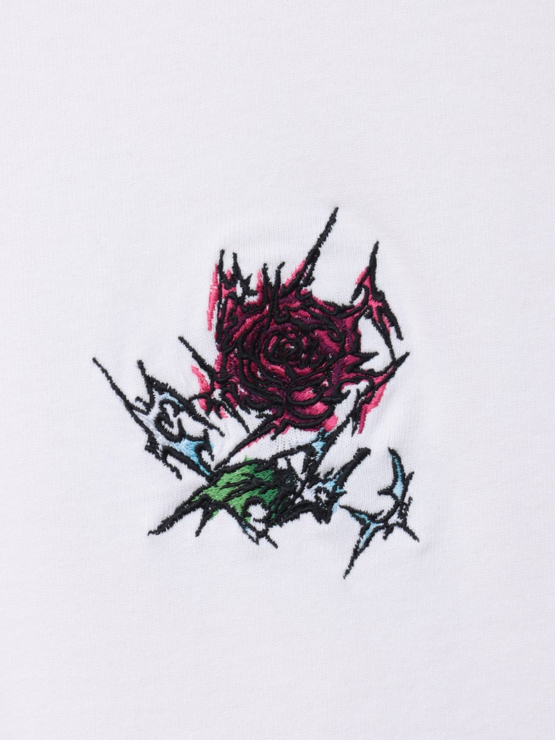 【DRASTIC GARDEN】“稲妻の薔薇”ワンポイント刺繍Tシャツ