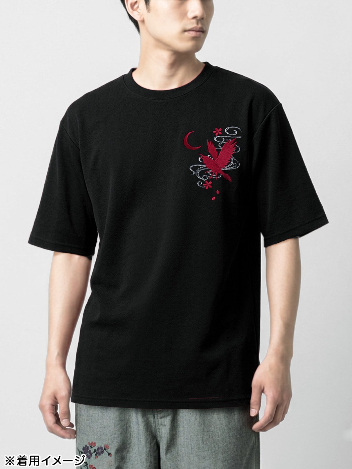 【雅結】八咫烏 刺繍入りTシャツ