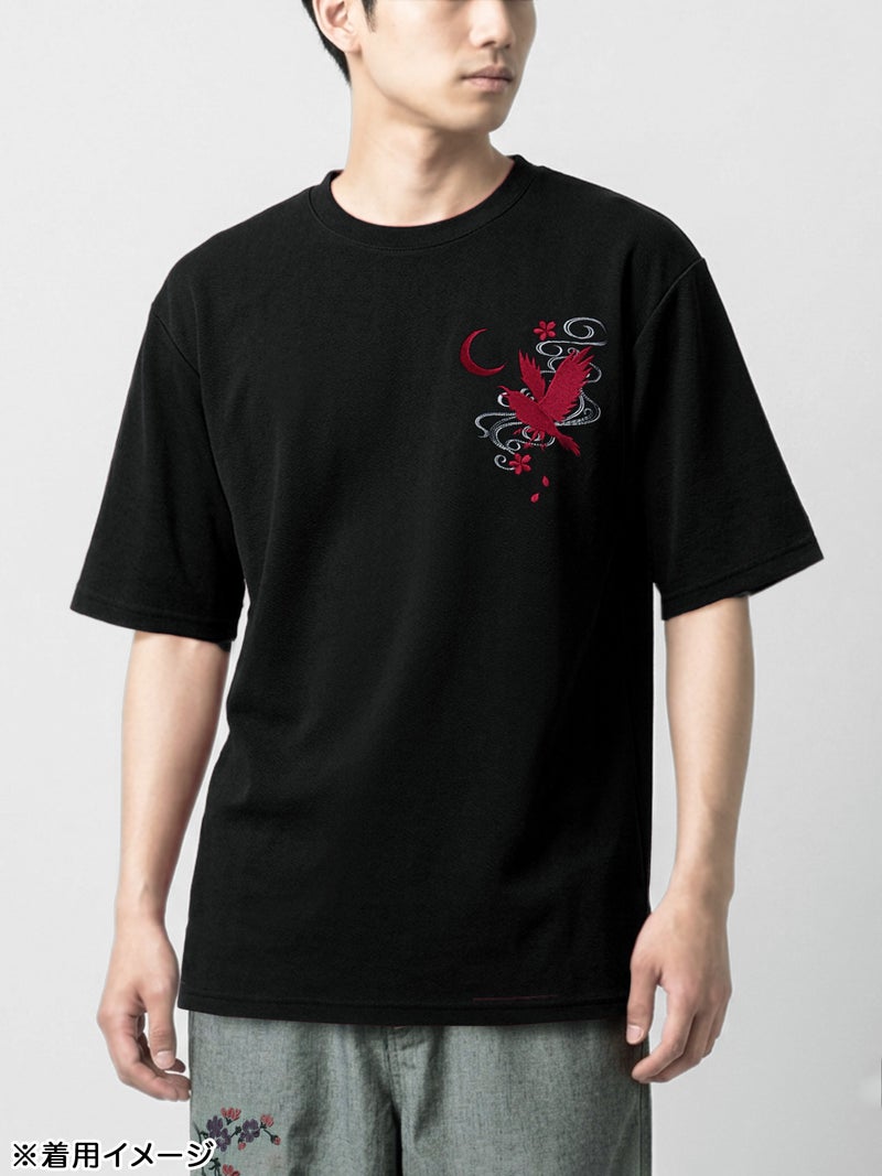 【雅結】八咫烏 刺繍入りTシャツ