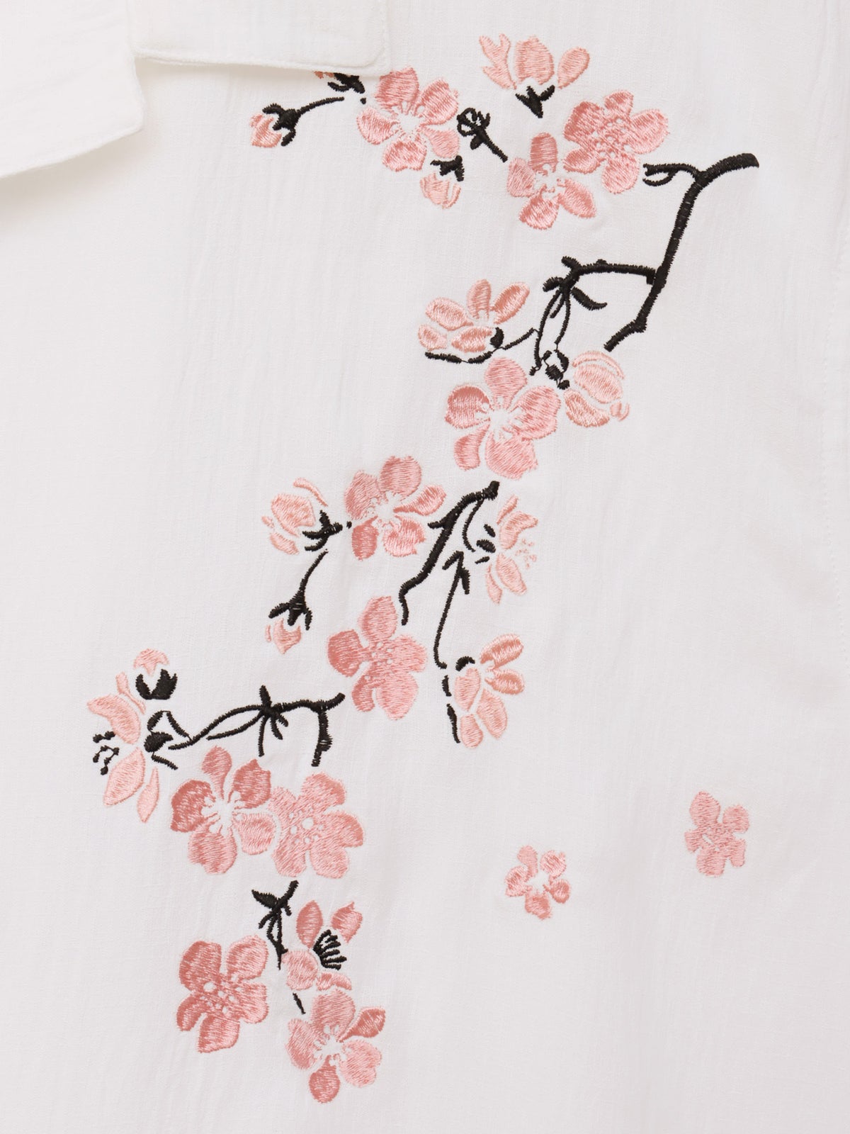 【雅結】桜刺繍 オープンカラー半袖シャツ