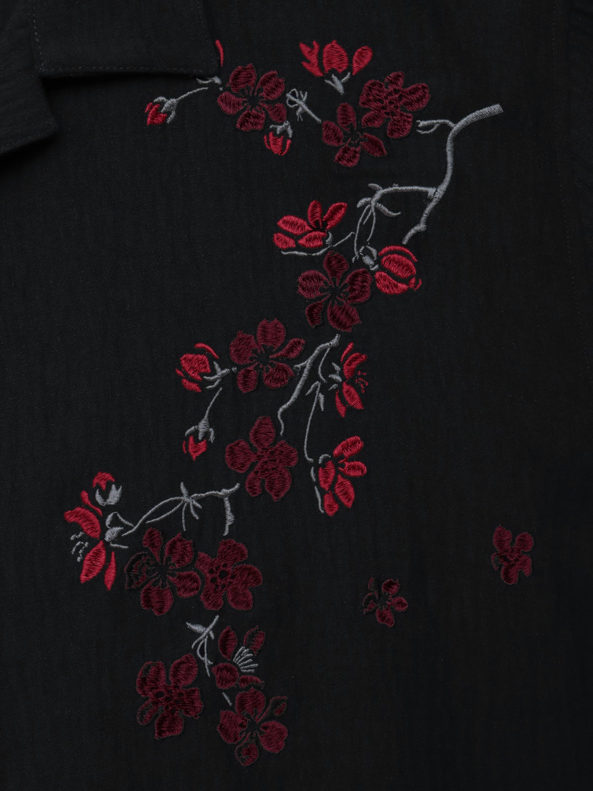 【雅結】桜刺繍 オープンカラー半袖シャツ