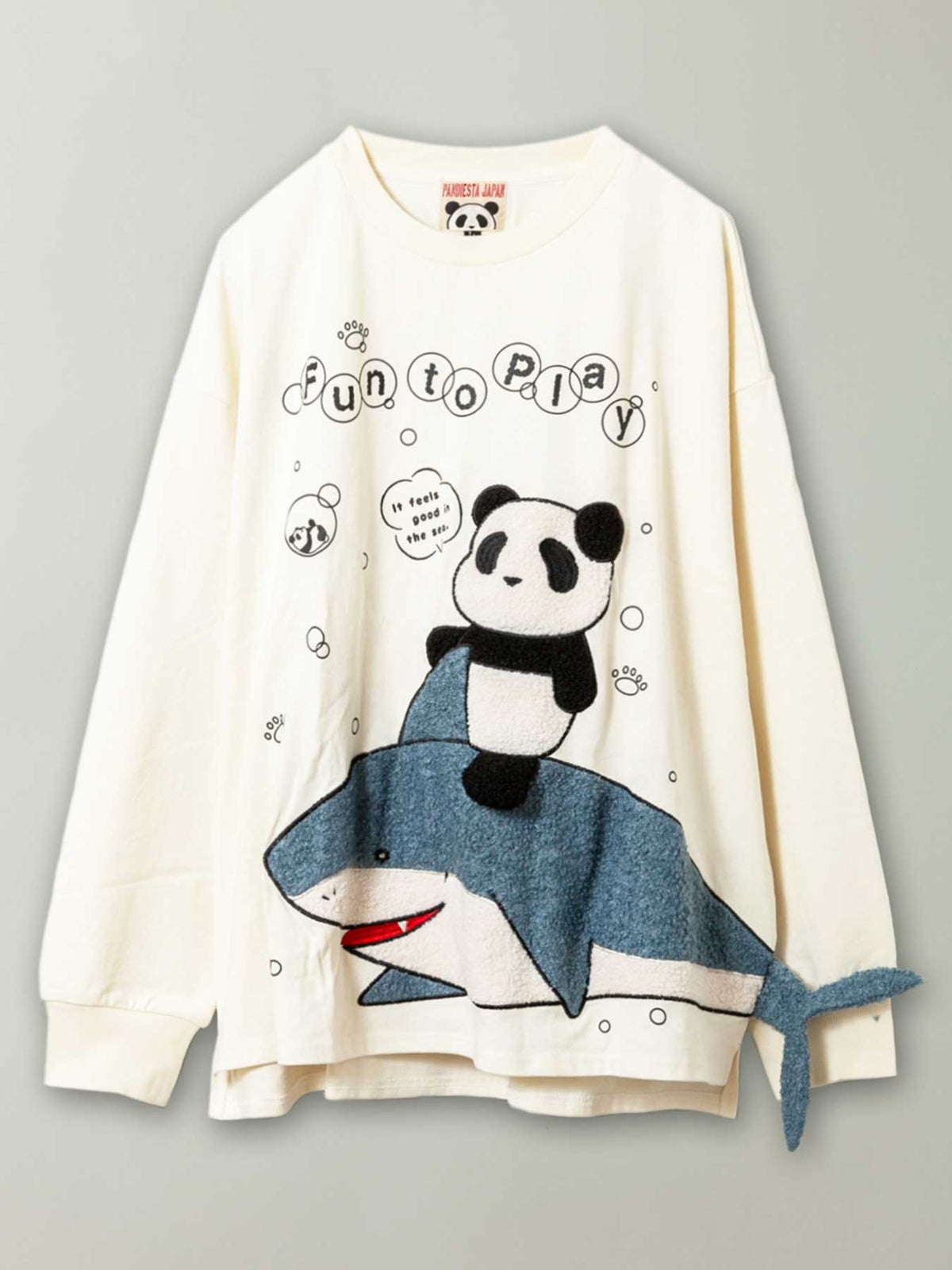 【PANDIESTAJAPAN】“シャークパンダ”サガラ刺繍入りBIGシルエットロンT〔別注〕