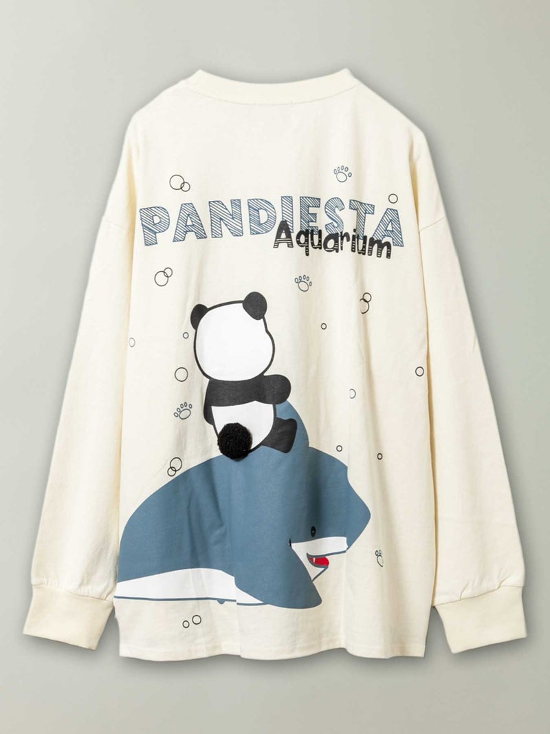 【PANDIESTAJAPAN】“シャークパンダ”サガラ刺繍入りBIGシルエットロンT〔別注〕