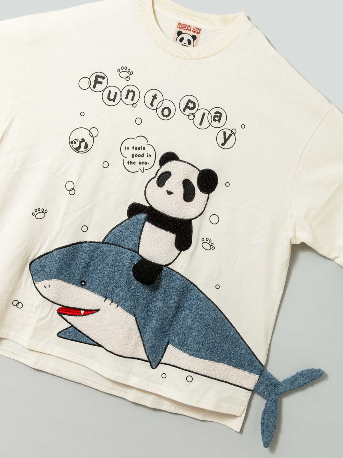 【PANDIESTAJAPAN】“シャークパンダ”サガラ刺繍入りBIGシルエットロンT〔別注〕