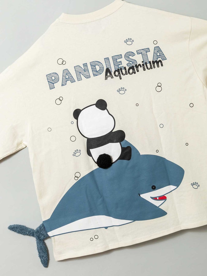 【PANDIESTAJAPAN】“シャークパンダ”サガラ刺繍入りBIGシルエットロンT〔別注〕