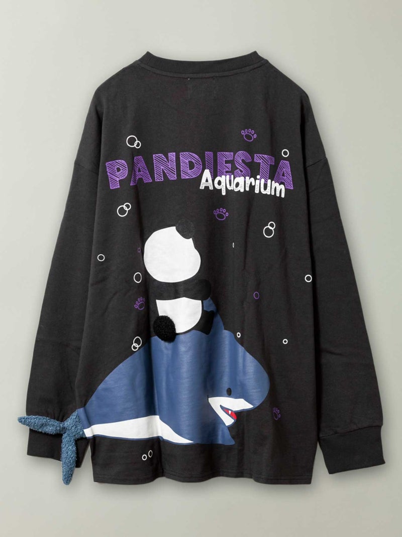 【PANDIESTAJAPAN】“シャークパンダ”サガラ刺繍入りBIGシルエットロンT〔別注〕