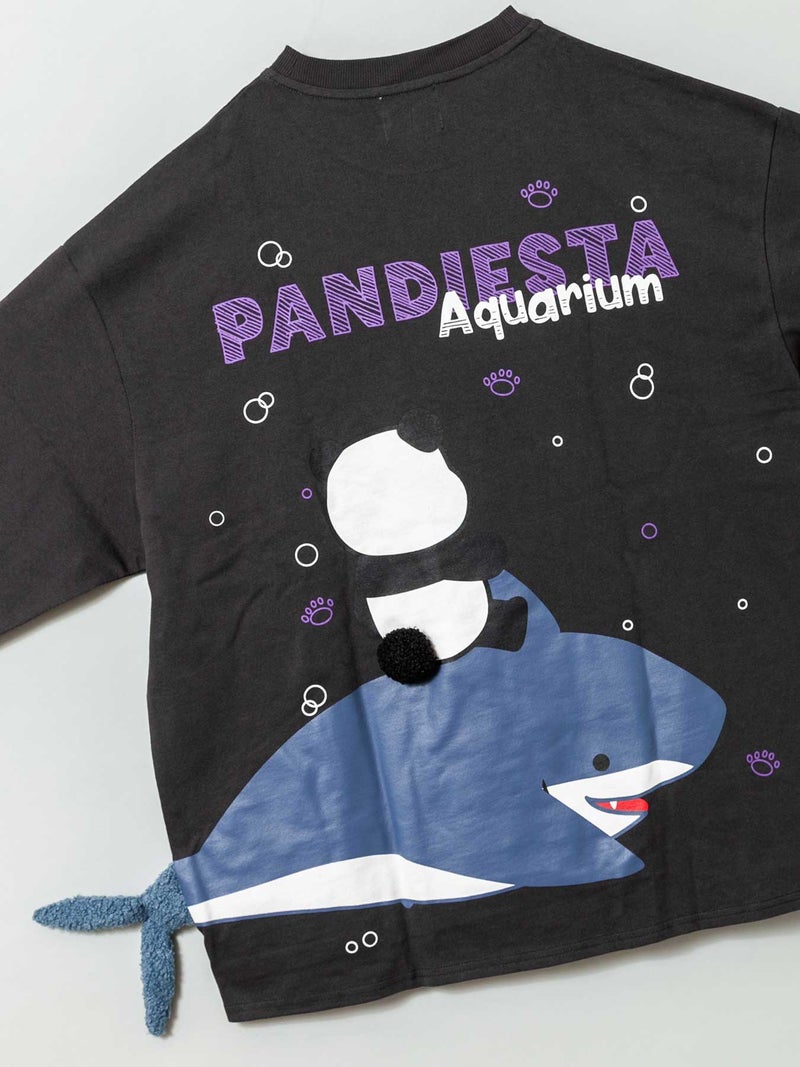 【PANDIESTAJAPAN】“シャークパンダ”サガラ刺繍入りBIGシルエットロンT〔別注〕