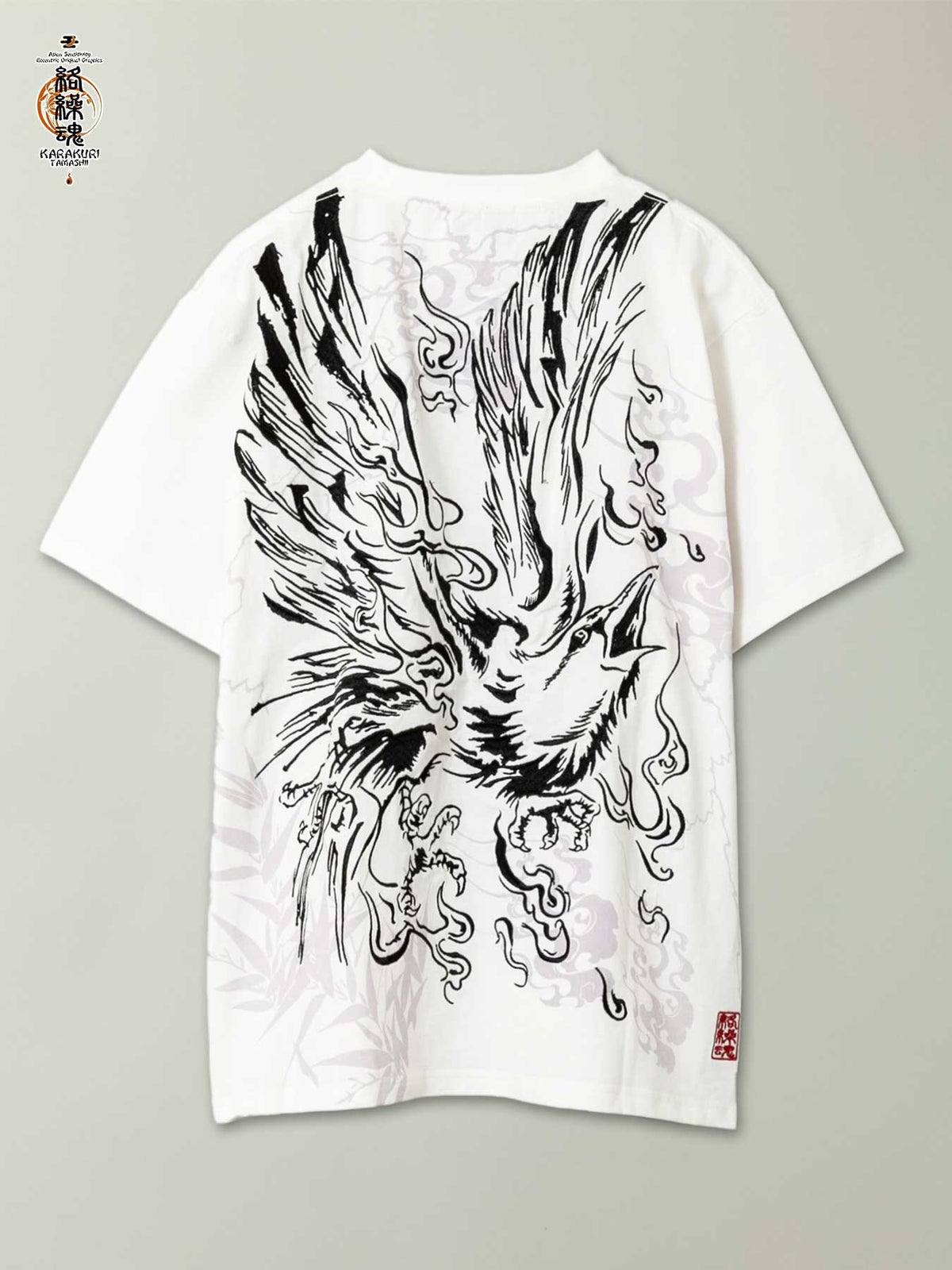 【絡繰魂】“八咫烏火炎”総刺繍Tシャツ