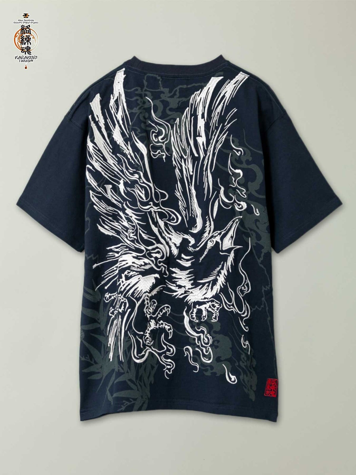 【絡繰魂】“八咫烏火炎”総刺繍Tシャツ