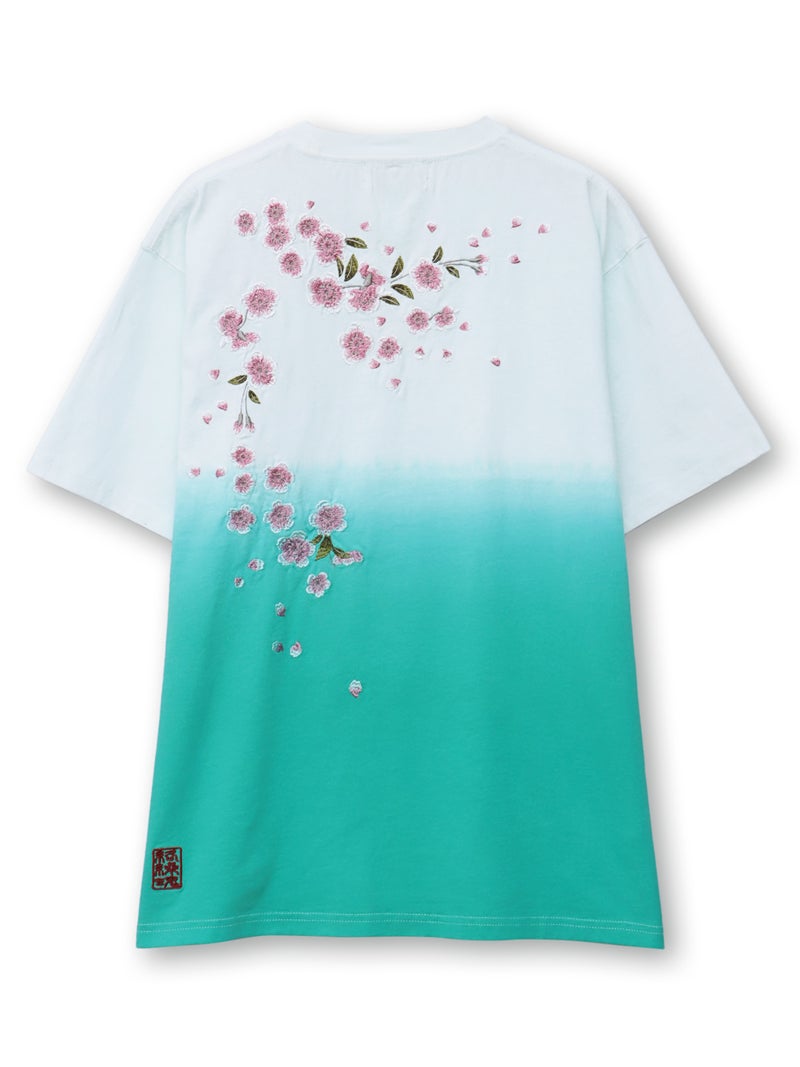 【絡繰魂】桜刺繍入り段染めTシャツ