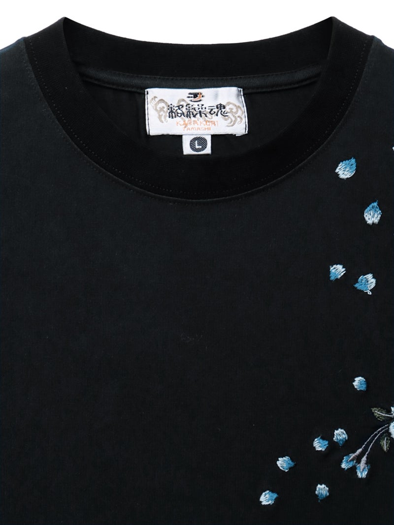 【絡繰魂】桜刺繍入り段染めTシャツ