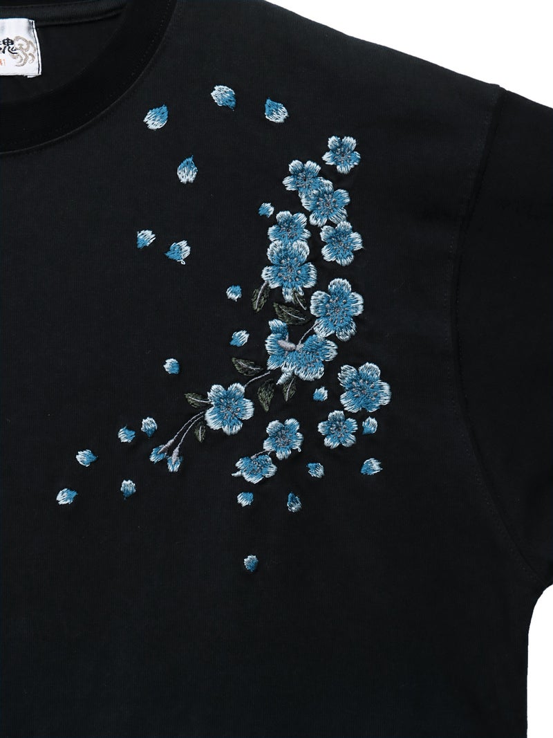 【絡繰魂】桜刺繍入り段染めTシャツ