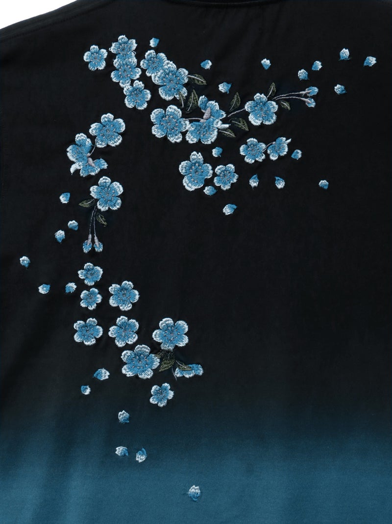 【絡繰魂】桜刺繍入り段染めTシャツ