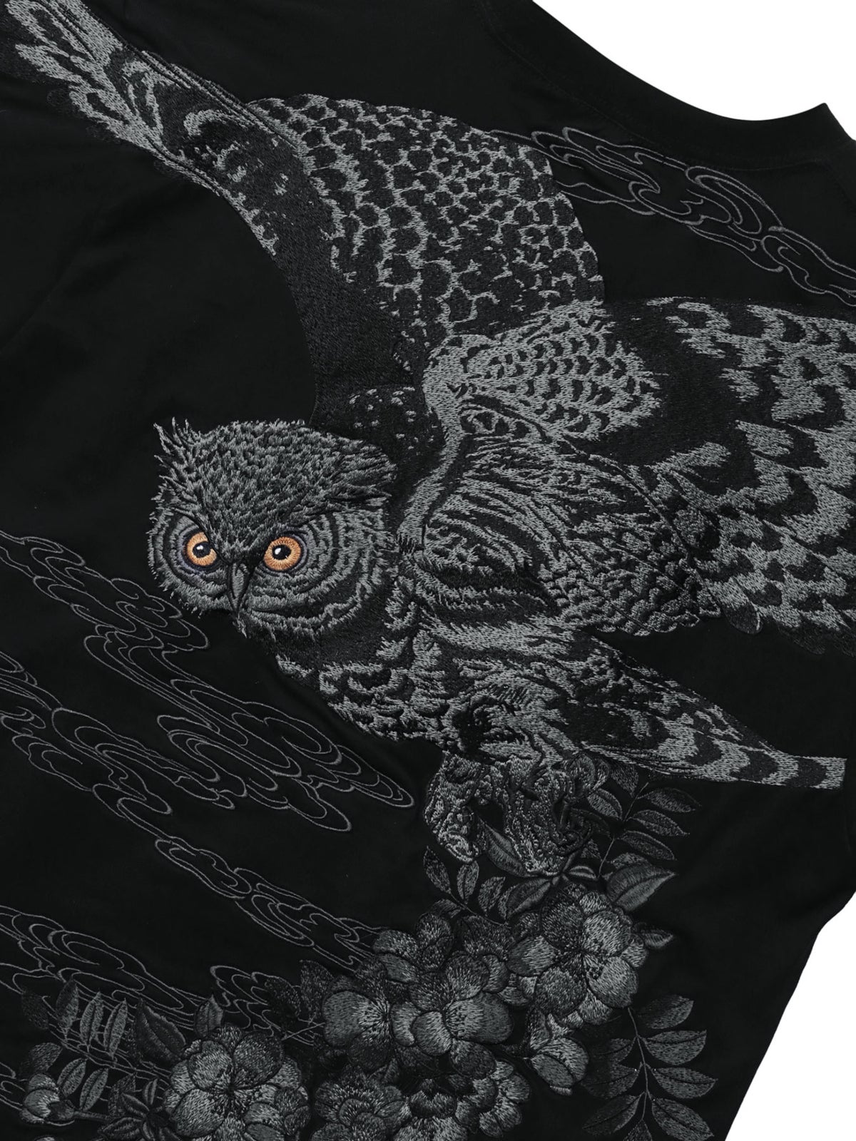 【絡繰魂・漆】“梟の慧眼”総刺繍半袖Tシャツ
