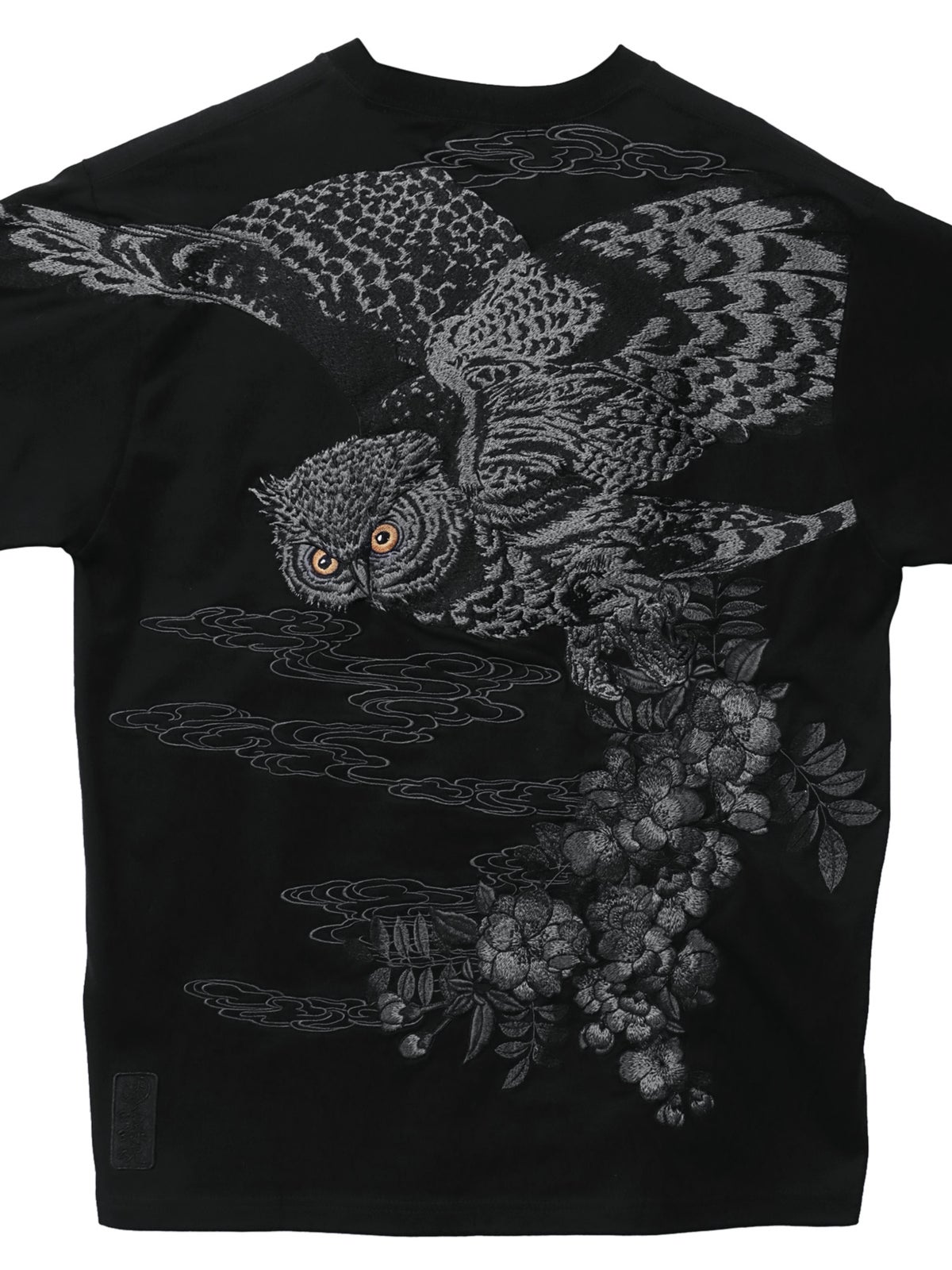 【絡繰魂・漆】“梟の慧眼”総刺繍半袖Tシャツ